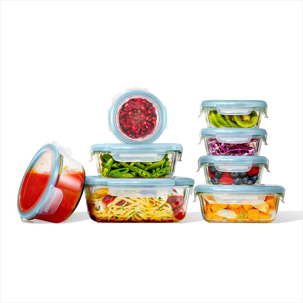 16-Piece Smart Seal Glass Everyday Container Set - Arctic Blue W2