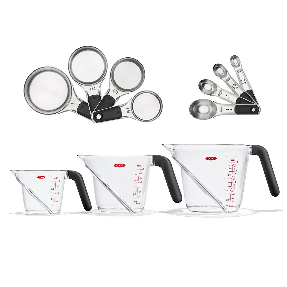 3 Piece Angled Measuring Cup Set & Stainless Steel Measuring Cups and Spoons Set Bundle N7