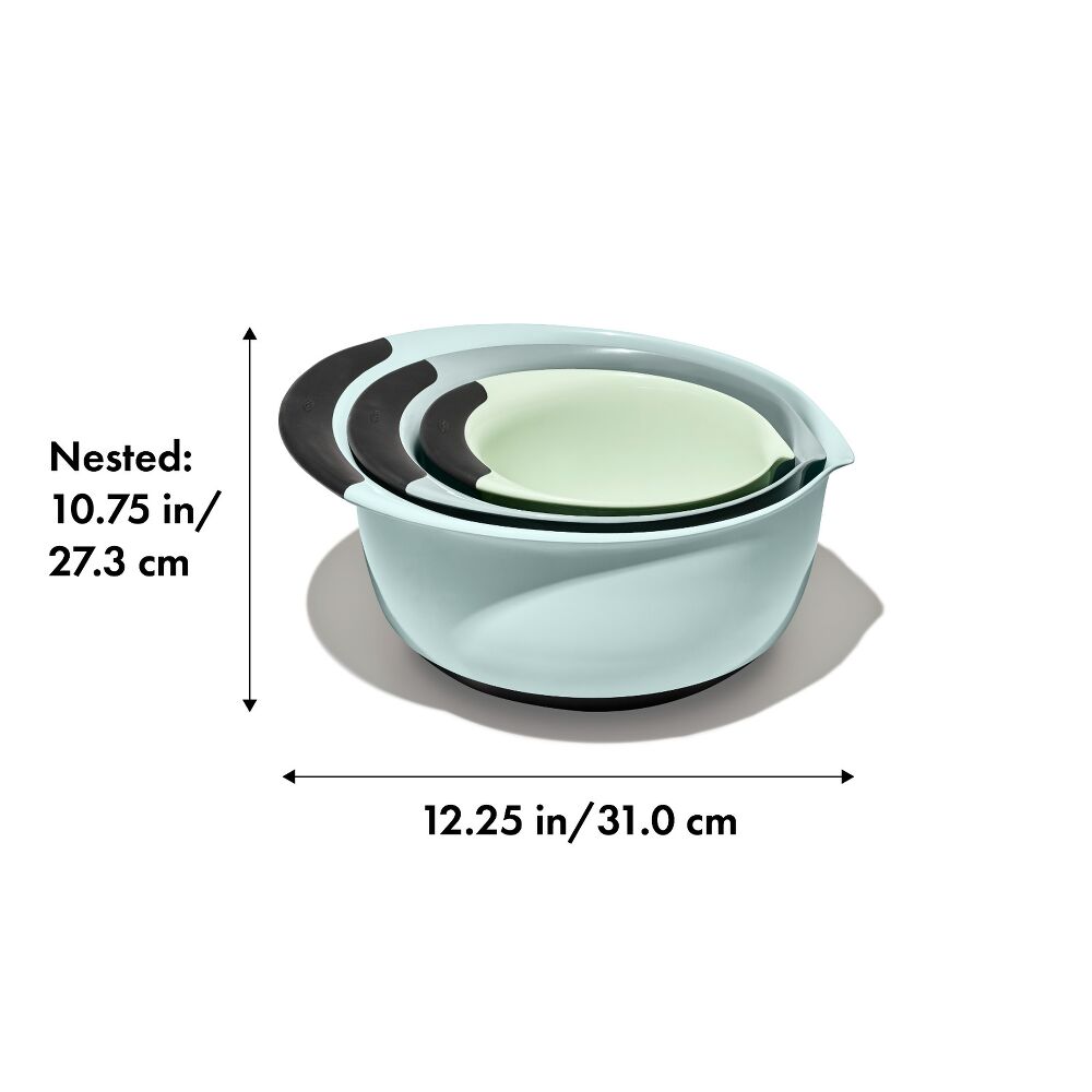 3 Piece Mixing Bowl Set - Cadet Blue, Tower Grey, Jade O0