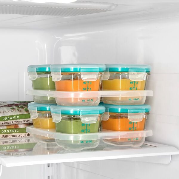 Baby Blocks Glass Food Storage Containers 4 Oz - Tot Teal B2