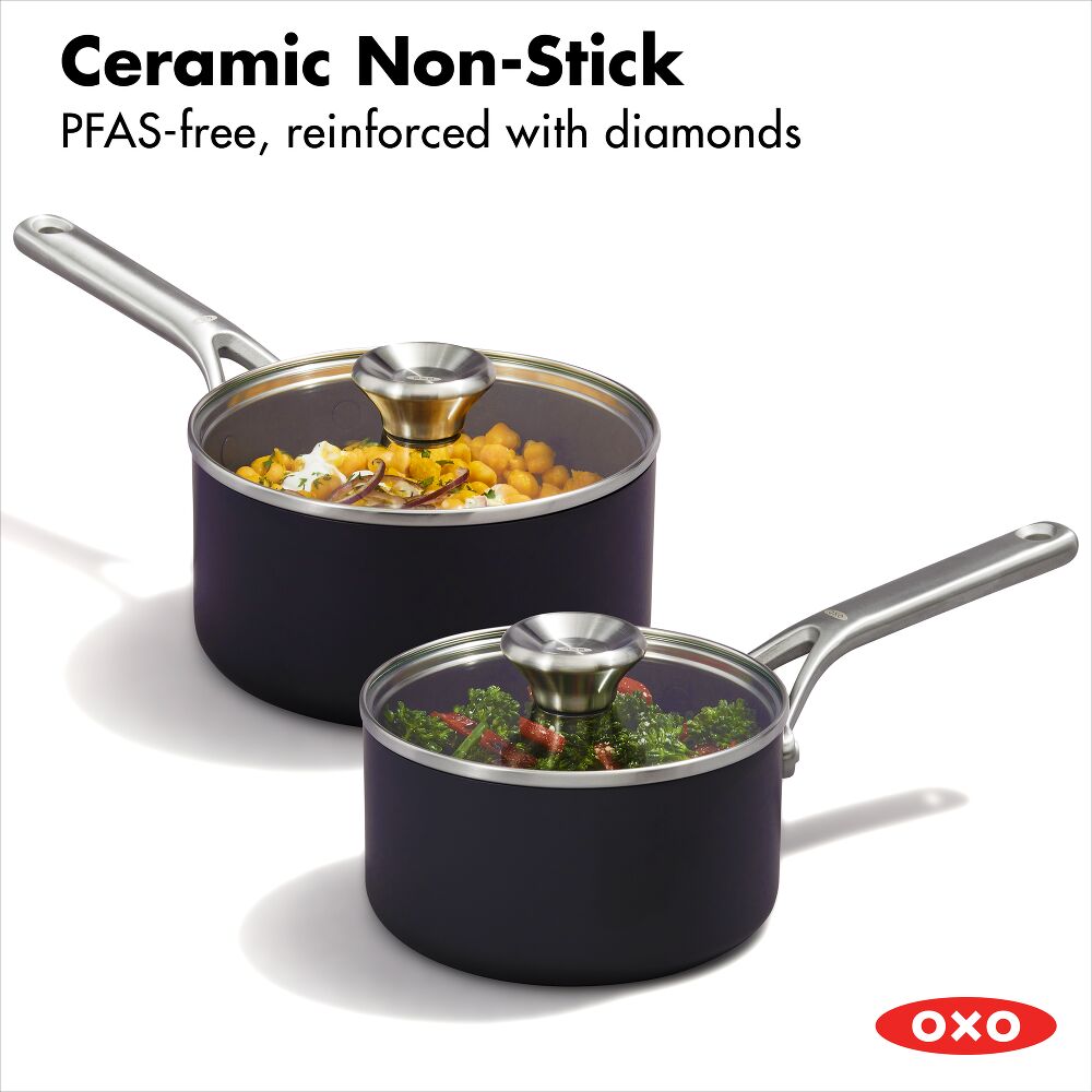 Ceramic Professional Non-Stick 4-Piece Saucepan Set (1.7 Qt & 2.3 Qt) G9