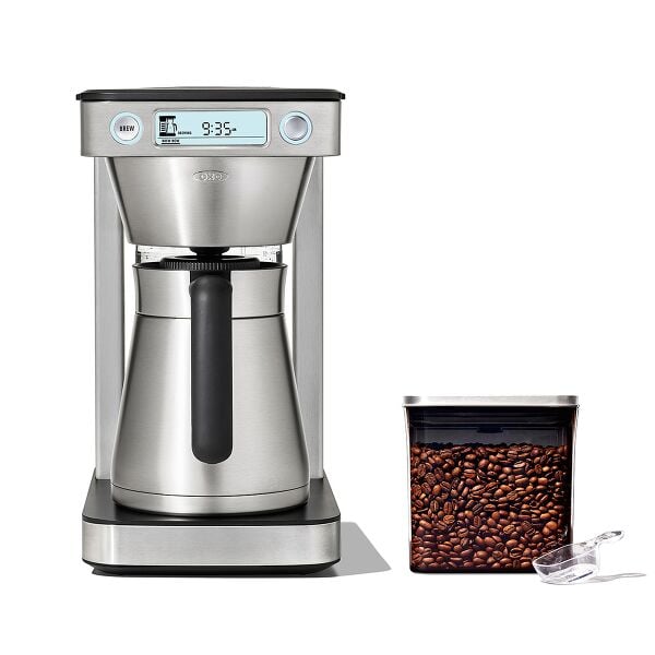 12-Cup Coffee Maker with Podless Single-Serve Function & Steel Coffee POP Container (1.7 Qt) with Scoop Bundle A7
