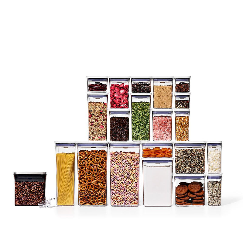 20-Piece POP Container Set & Steel Coffee POP Container (1.7 Qt) with Scoop Bundle K1