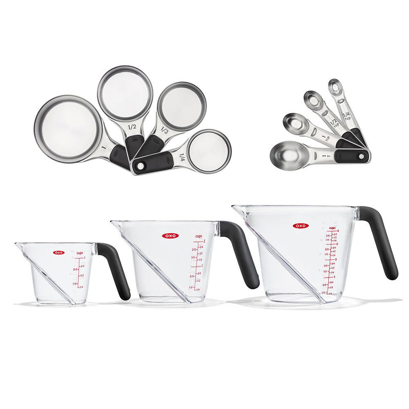 3 Piece Angled Measuring Cup Set & Stainless Steel Measuring Cups and Spoons Set Bundle Z1