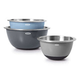 3-Piece Stainless Steel Mixing Bowl Set - Blue/Gray Q9