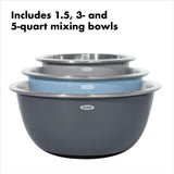 3-Piece Stainless Steel Mixing Bowl Set - Blue/Gray Q9