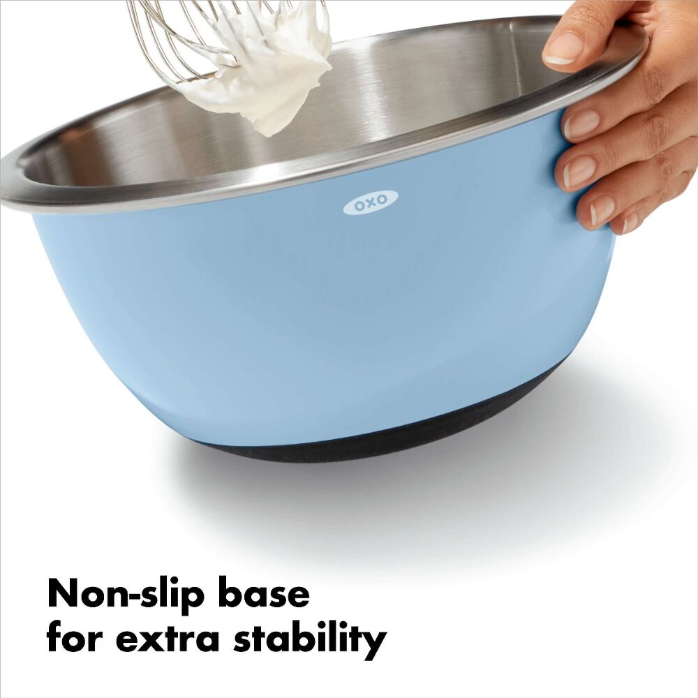 3-Piece Stainless Steel Mixing Bowl Set - Blue/Gray Q9