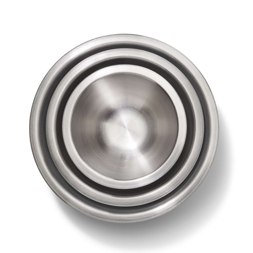 3-Piece Stainless Steel Mixing Bowl Set - Blue/Gray Q9