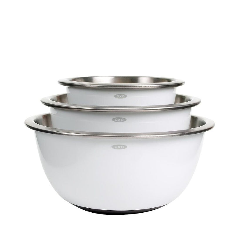 3-Piece Stainless Steel Mixing Bowl Set - White J4