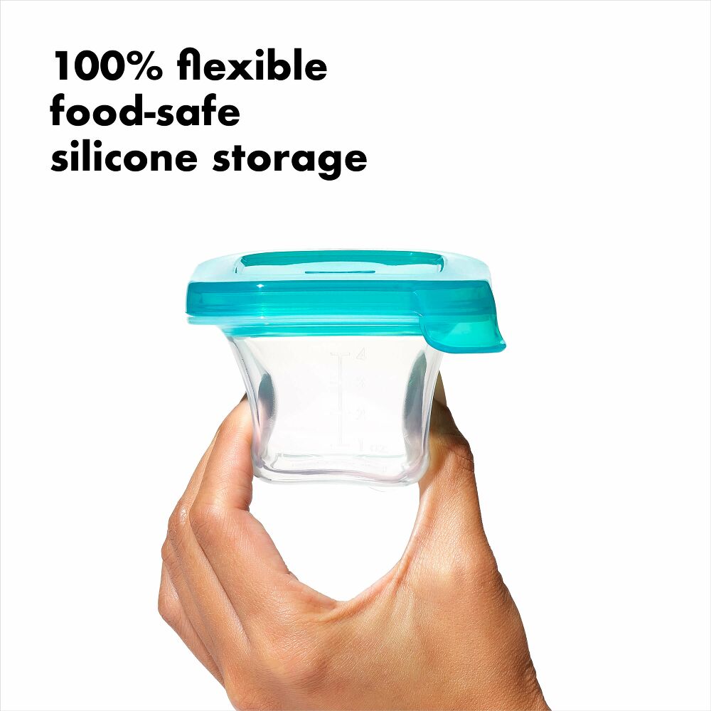 4 oz Baby Blocks™ Silicone Freezer Storage Containers - Tot Teal T8