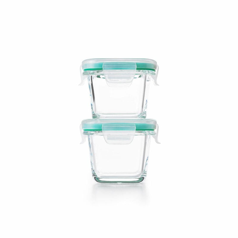 4 Piece Smart Seal Glass Mini Square Container Set O3