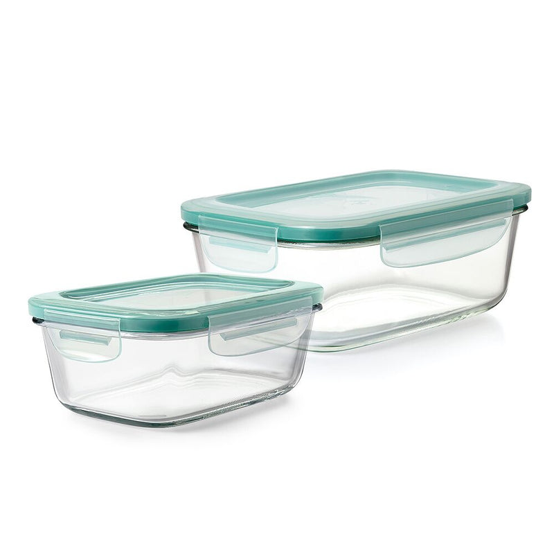 8 Cup Smart Seal Glass Rectangle Container & 3.5 Cup Smart Seal Glass Rectangle Container Bundle N4