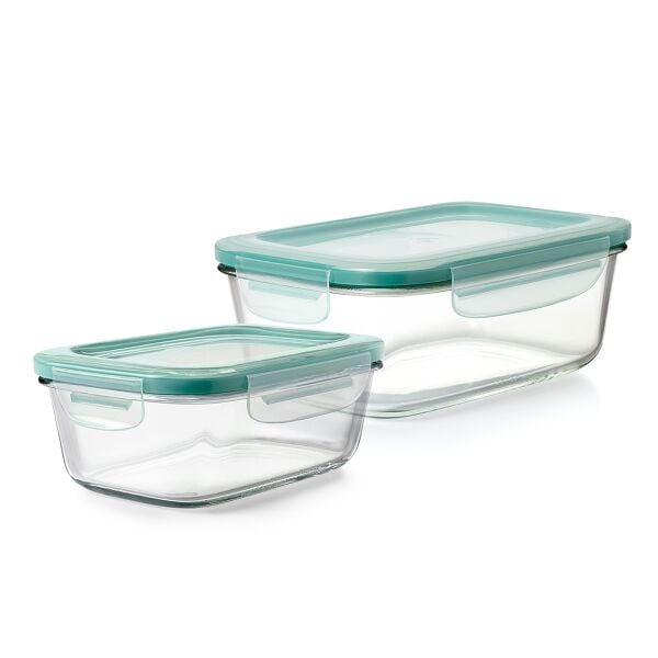 8 Cup Smart Seal Glass Rectangle Container & 3.5 Cup Smart Seal Glass Rectangle Container Bundle N4
