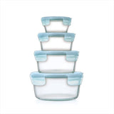 8-Piece Smart Seal Glass Round Container Set - Arctic Blue K9