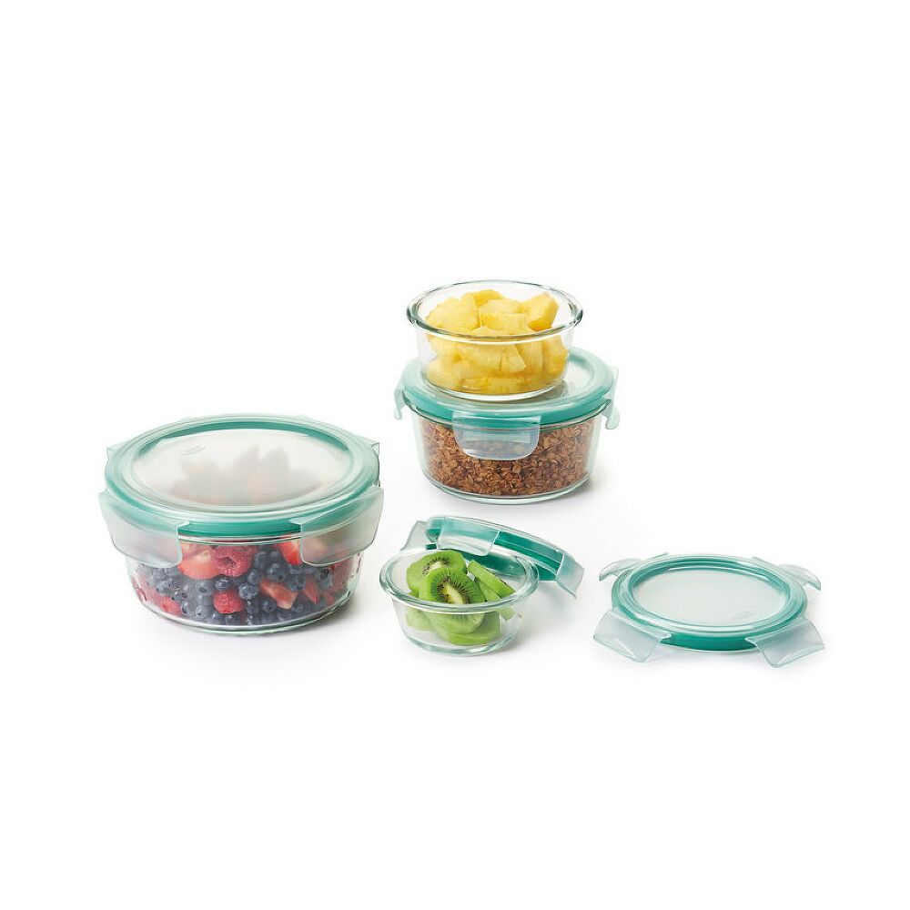 8 Piece Smart Seal Glass Round Container Set O4