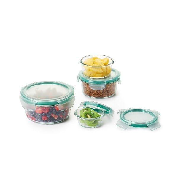 8 Piece Smart Seal Glass Round Container Set O4