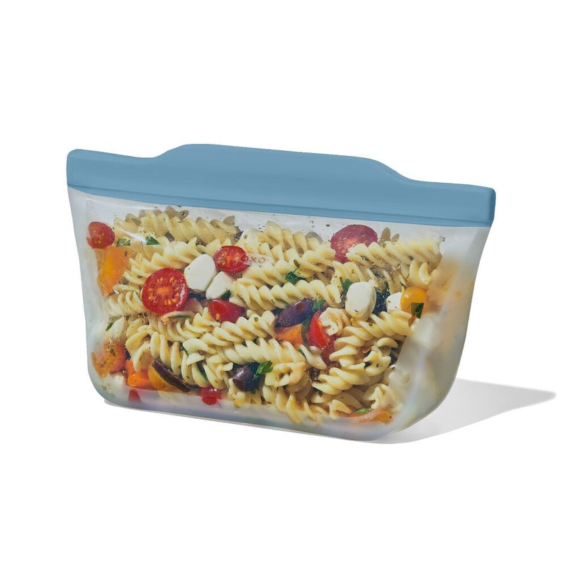 Silicone Reusable Bag  Stand-Up Quart (32 oz) - Ocean Blue X7