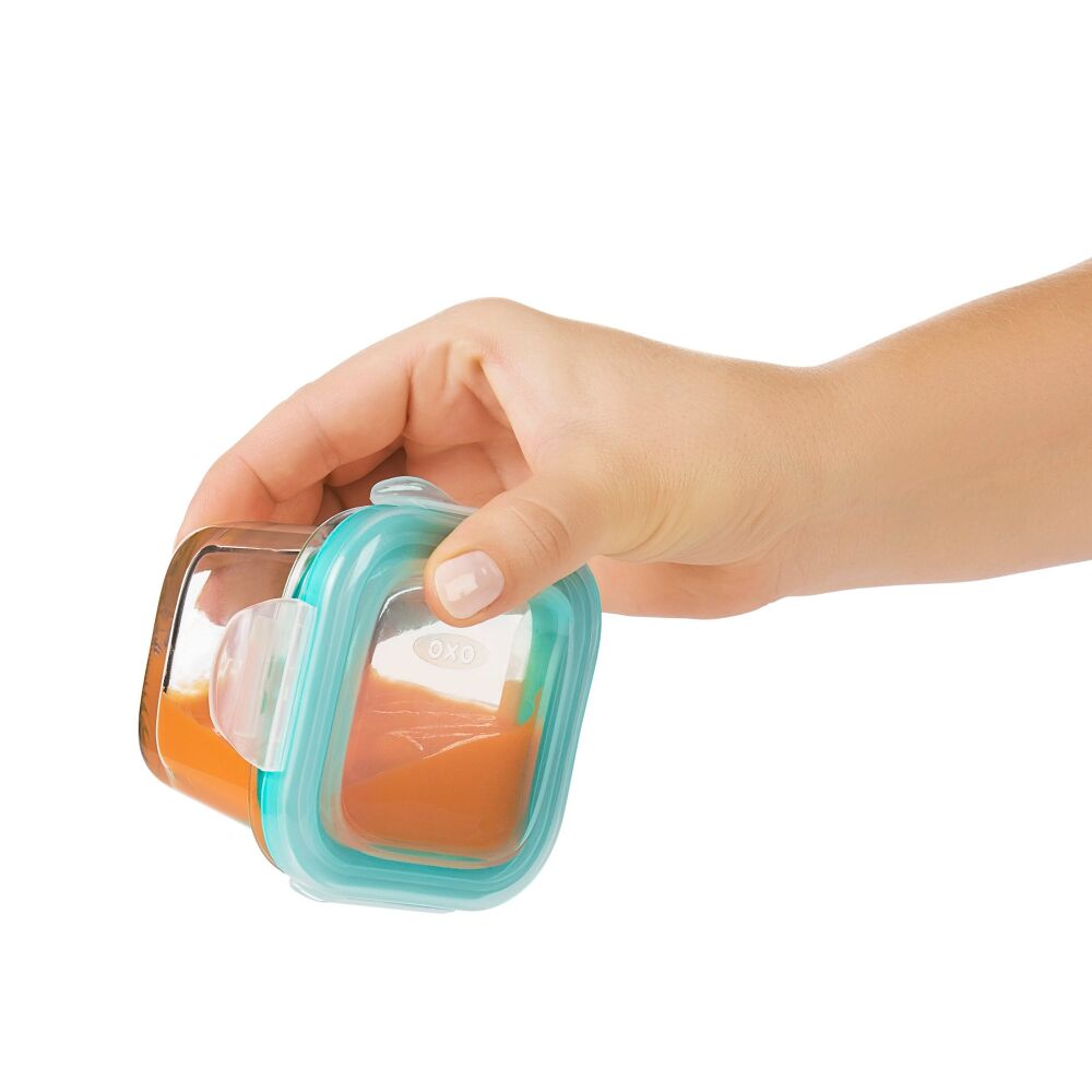 Baby Blocks Glass Food Storage Containers 4 Oz - Tot Teal B2