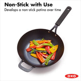 Carbon Steel Obsidian Series 12-Inch Wok with Silicone Sleeve M9