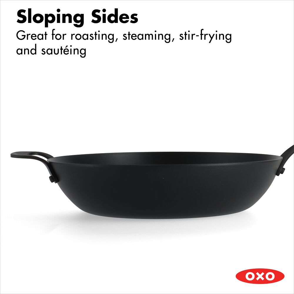 Carbon Steel Obsidian Series 12-Inch Wok with Silicone Sleeve M9