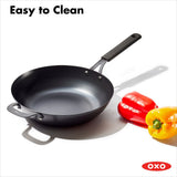 Carbon Steel Obsidian Series 12-Inch Wok with Silicone Sleeve M9