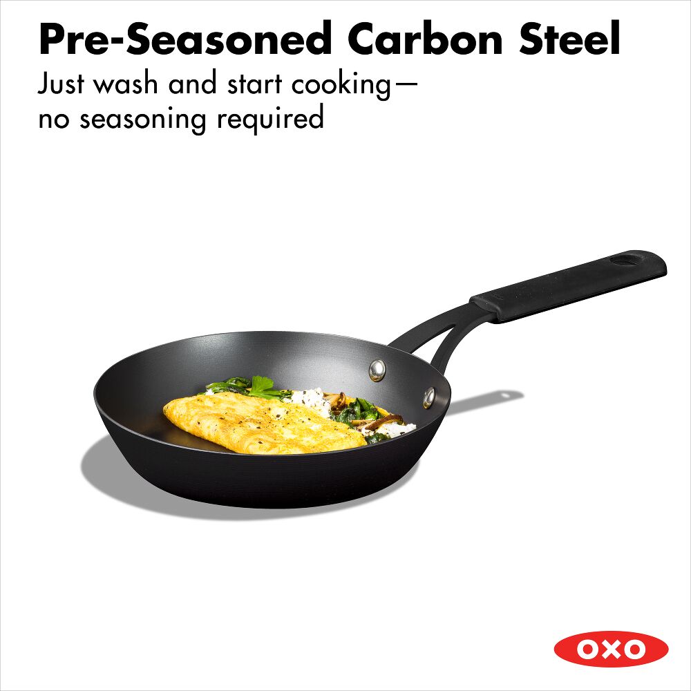 Carbon Steel Obsidian Series 8-Inch Frypan with Silicone Sleeve R7