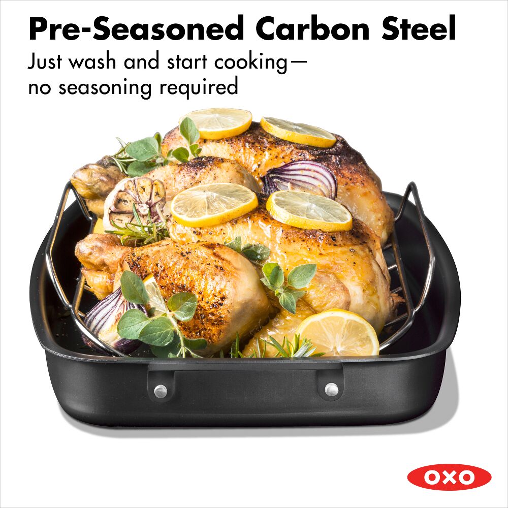 Carbon Steel Obsidian Series Roaster with Rack T6