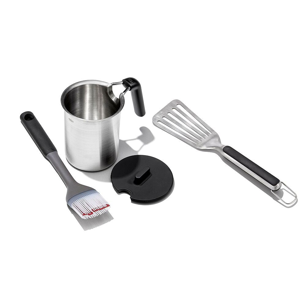Grilling Basting Pot and Brush Set & Grilling Precision Turner Bundle K1
