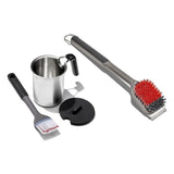 Grilling Basting Pot and Brush Set & Nylon Grill Brush for Cold Cleaning Bundle E3