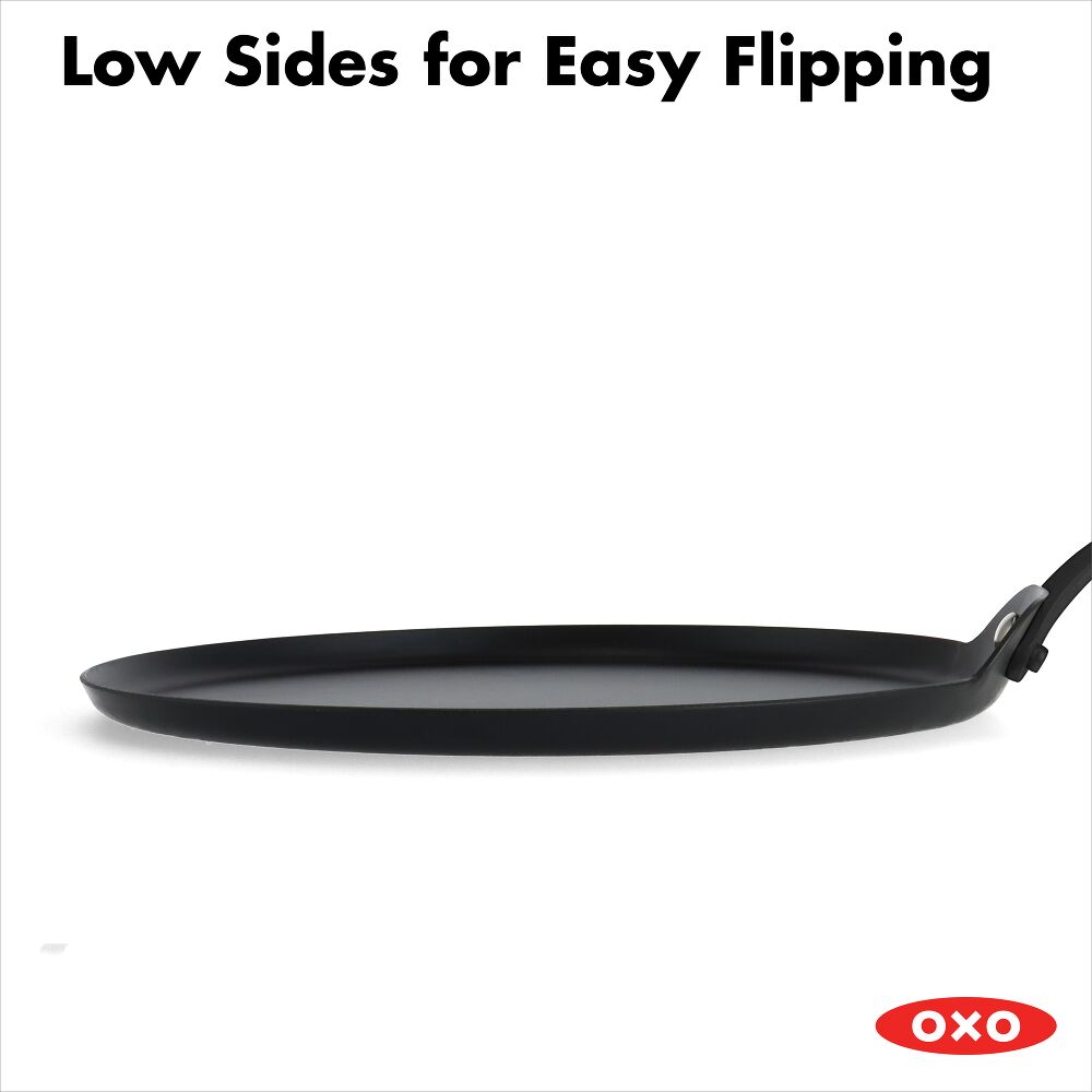 Obsidian Carbon Steel 10-Inch Crêpe Pan with Silicone Sleeve X4