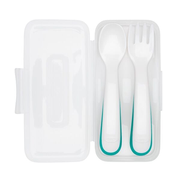On-the-Go Plastic Fork and Spoon Set with Travel Case R0