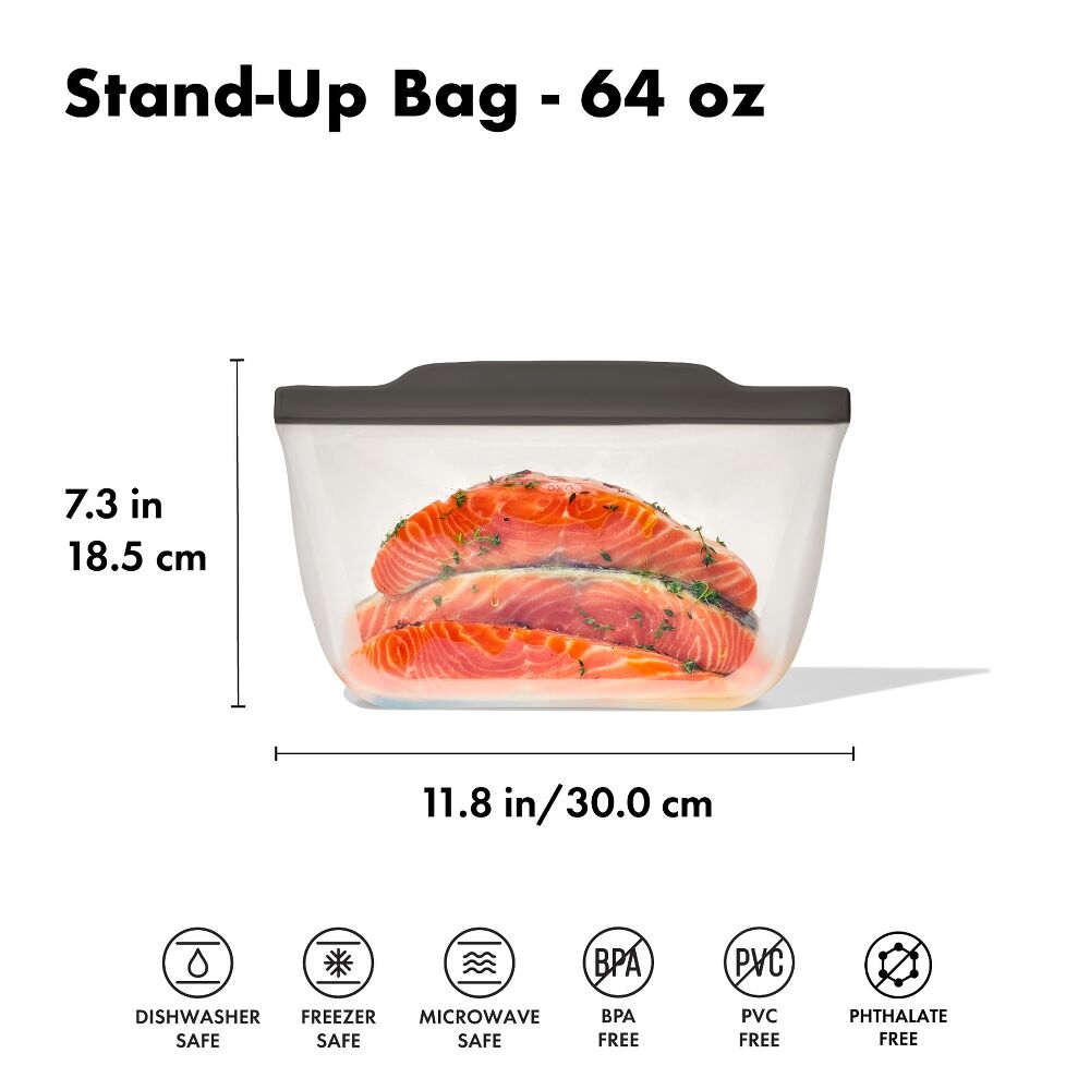 Outdoor Silicone Reusable Stand Up Bag Half Gallon (64 oz) H7