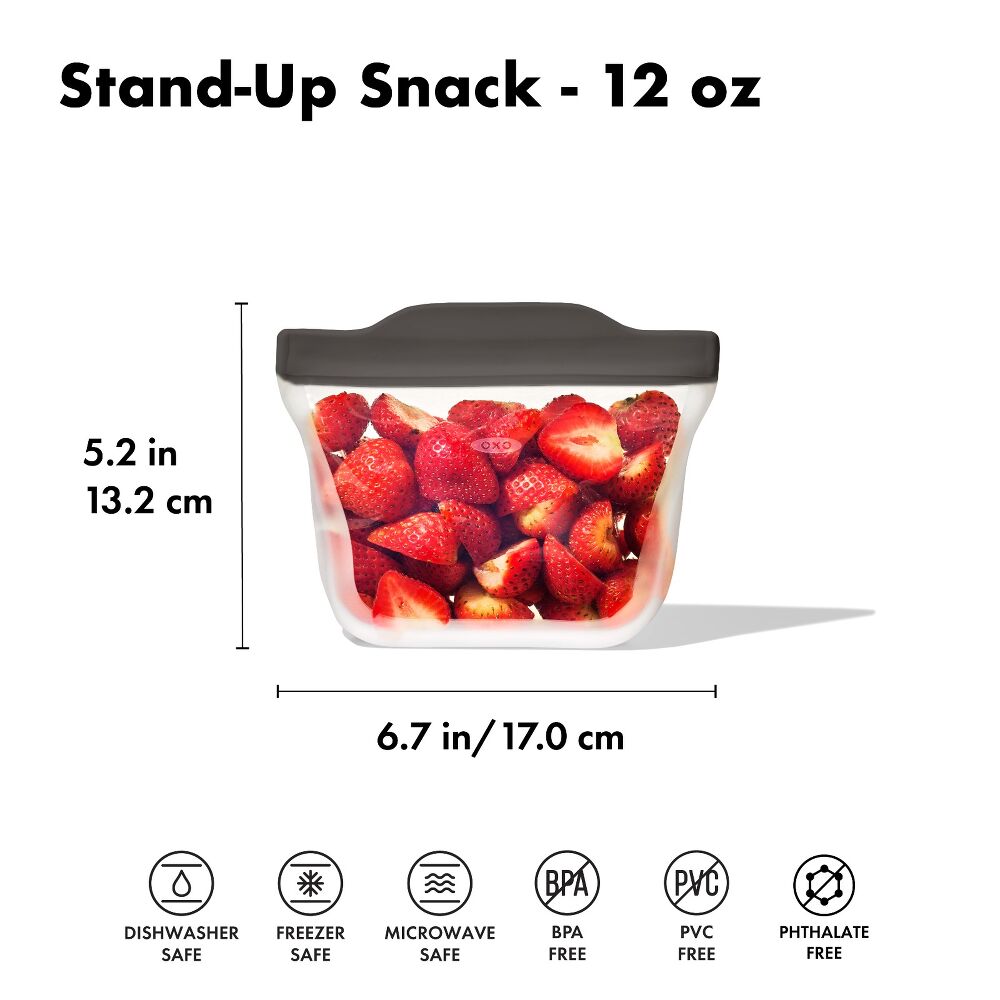 Outdoor Silicone Reusable Stand Up Snack Bag (12 oz) K7