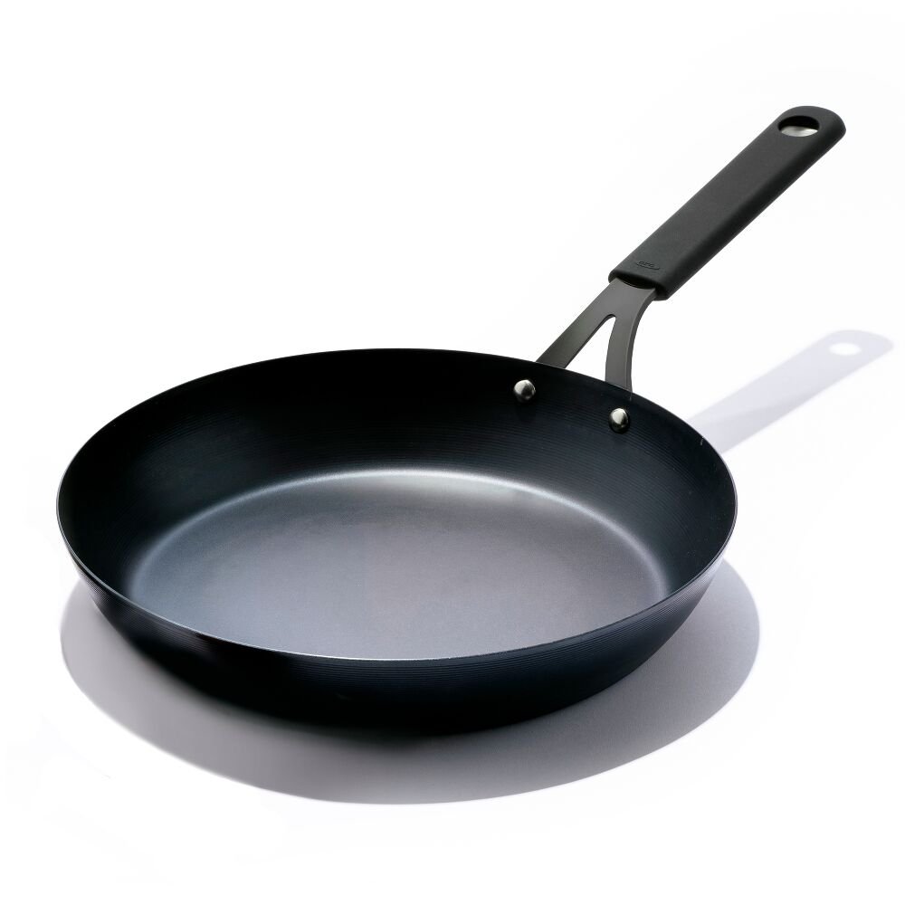OXO Carbon Steel Obsidian Series 12-Inch Frypan with Silicone Sleeve J7