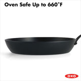 OXO Carbon Steel Obsidian Series 12-Inch Frypan with Silicone Sleeve J7