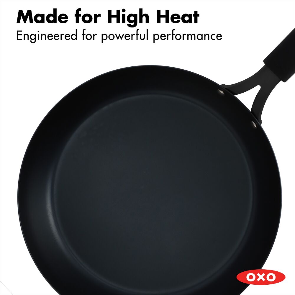 OXO Carbon Steel Obsidian Series 12-Inch Frypan with Silicone Sleeve J7