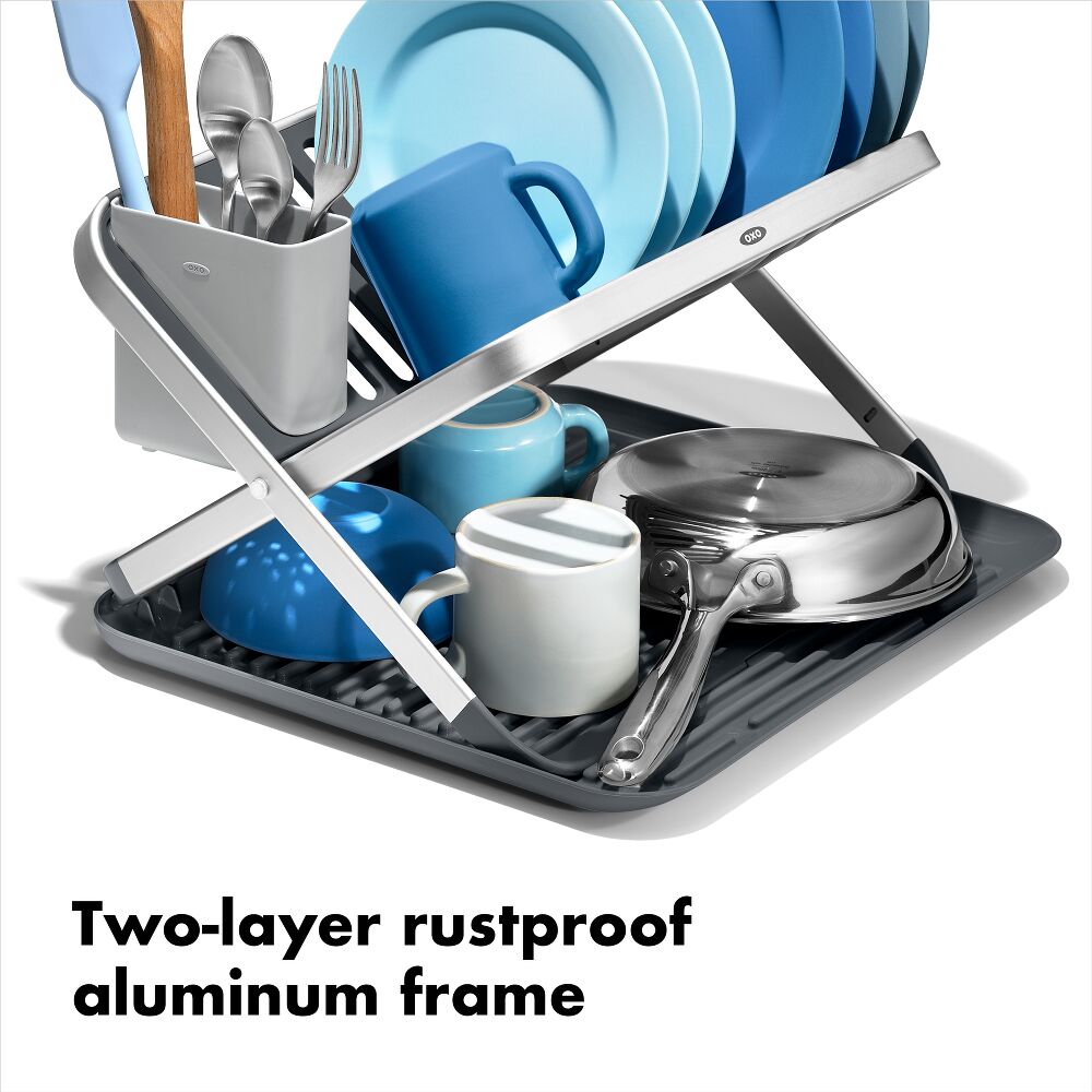 OXO Good Grips Aluminum Fold Flat Dish Rack A8