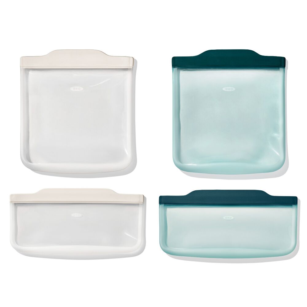 Silicone Reusable Bag -  4 Piece Lunch Set - Oat/Lagoon U9