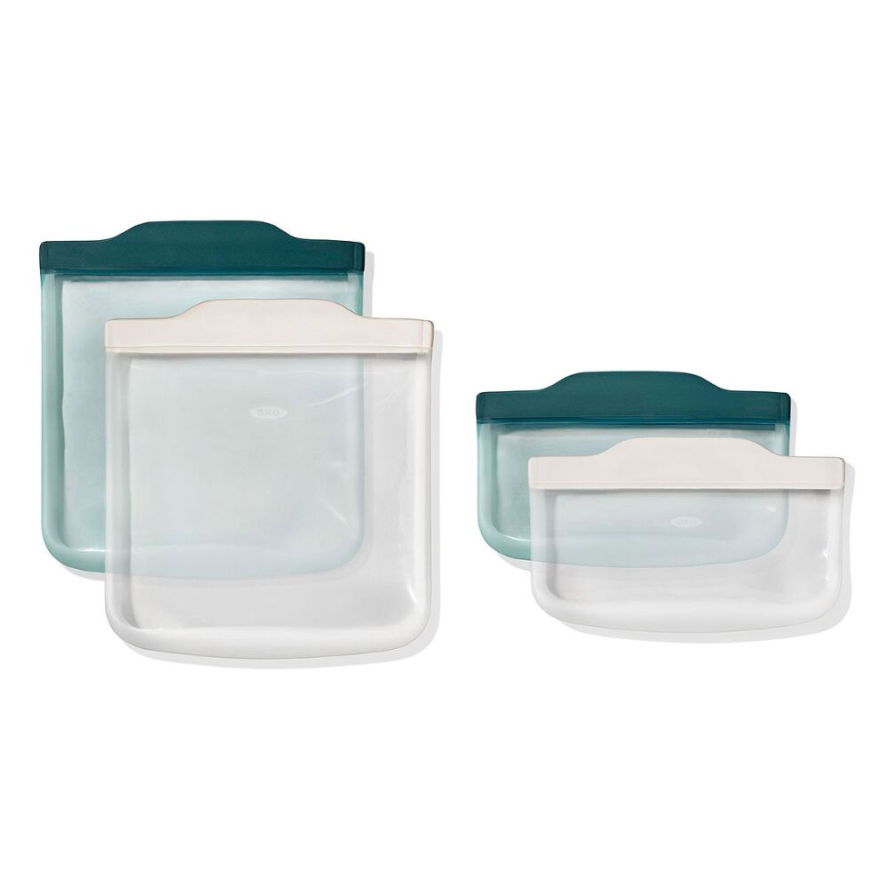 Silicone Reusable Bag -  4 Piece Lunch Set - Oat/Lagoon U9