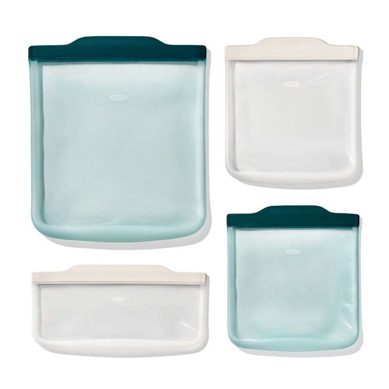 Silicone Reusable Bag - 4 Piece Starter Set - Oat/Lagoon V3