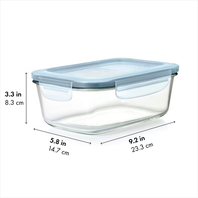 Smart Seal 8-Cup Glass Rectangle Container - Arctic Blue A5