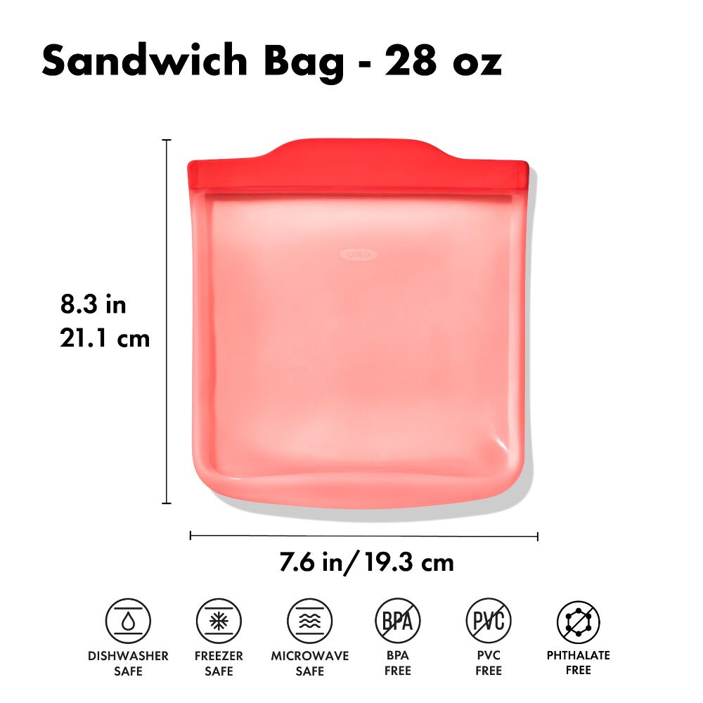 Silicone Reusable Bag - Sandwich Bag (28 oz) - Watermelon M4