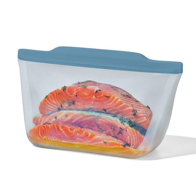 Silicone Reusable Bag  Stand-Up Half Gallon (64 oz) - Ocean Blue P0
