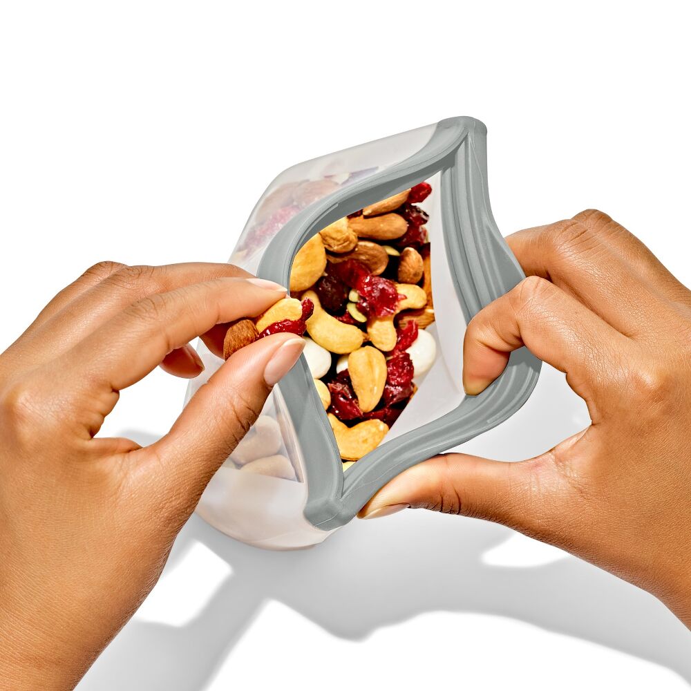 Silicone Reusable Bag  Stand-Up Snack (12 oz) - Fog A0