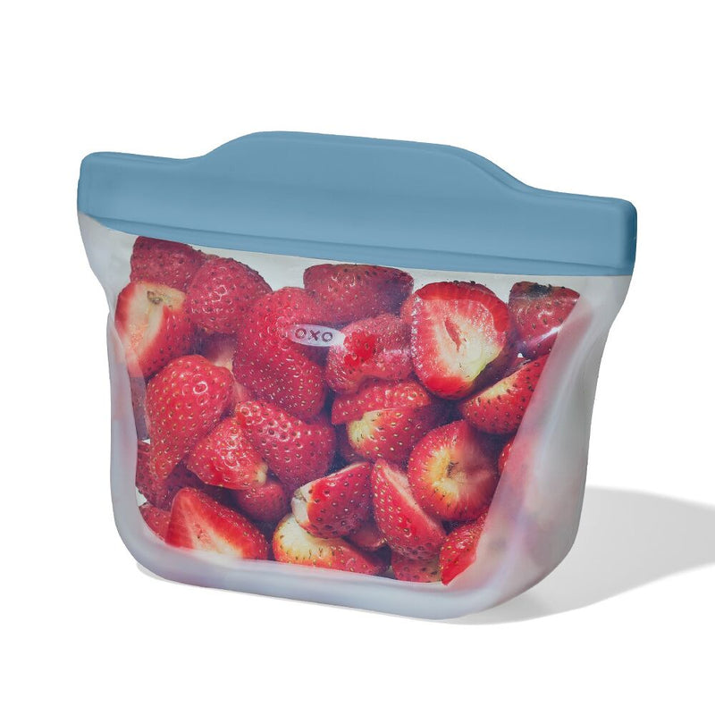 Silicone Reusable Bag  Stand-Up Snack (12 oz) - Ocean Blue R1