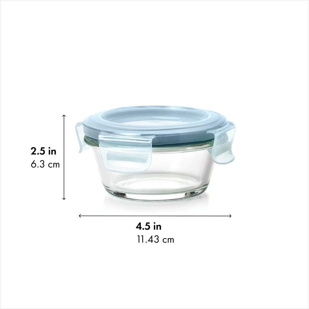 Smart Seal 1-Cup Glass Round Container - Arctic Blue O8