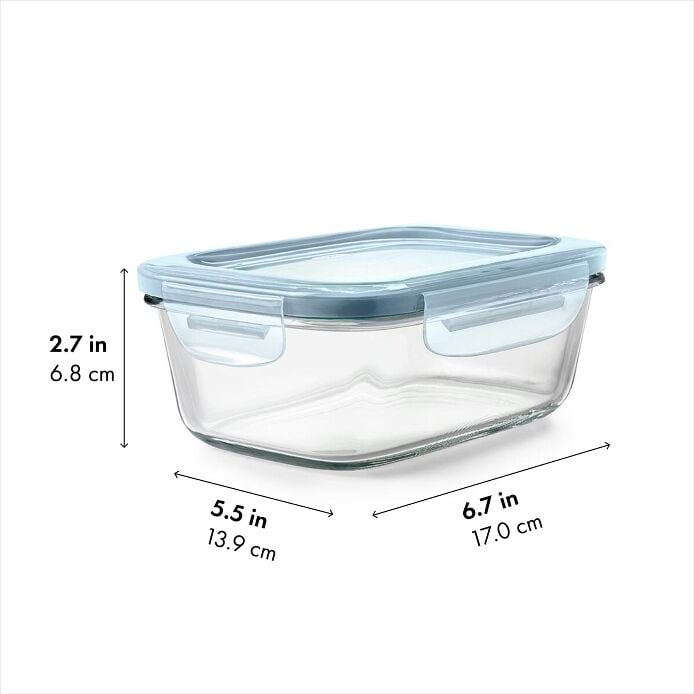 Smart Seal 3.5-Cup Glass Rectangle Container - Arctic Blue T8