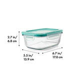 Smart Seal 3.5 Cup Glass Rectangle Container - Teal S1