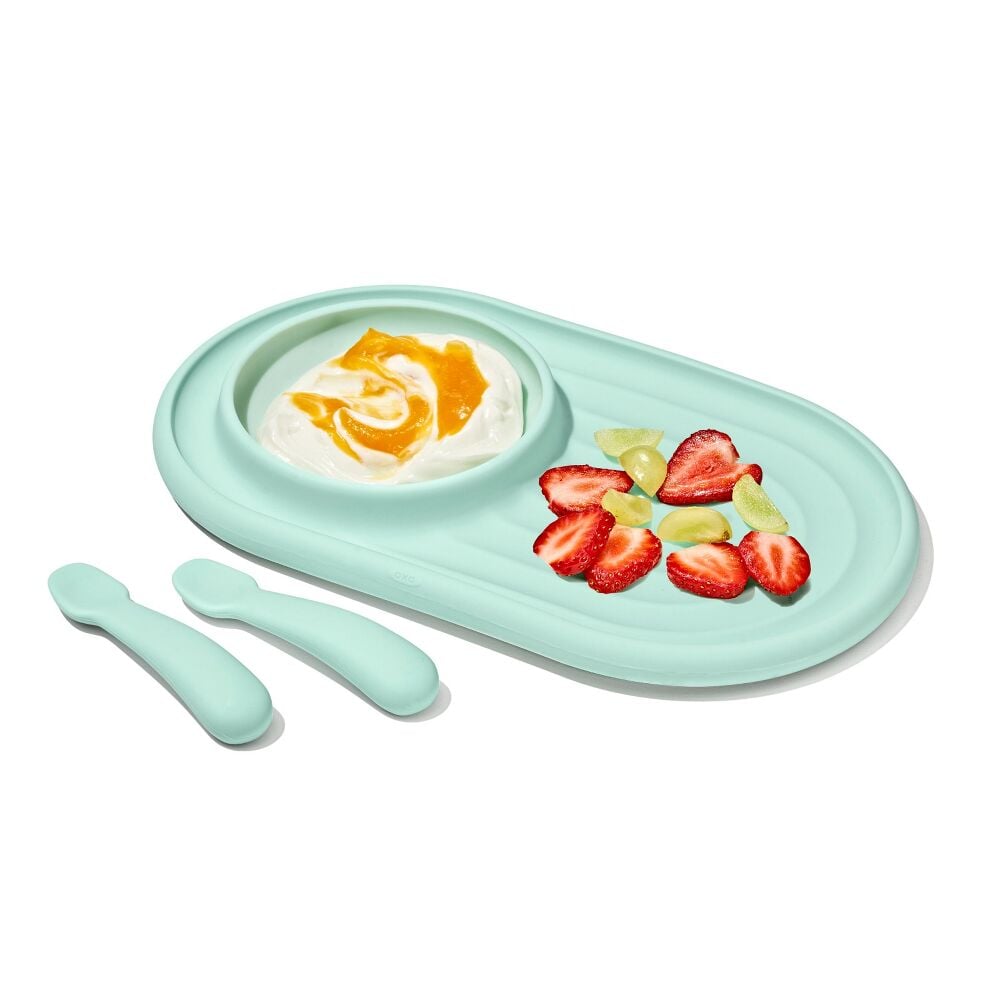 Textured Suction Plate & Spoons Set – 3-Piece N4