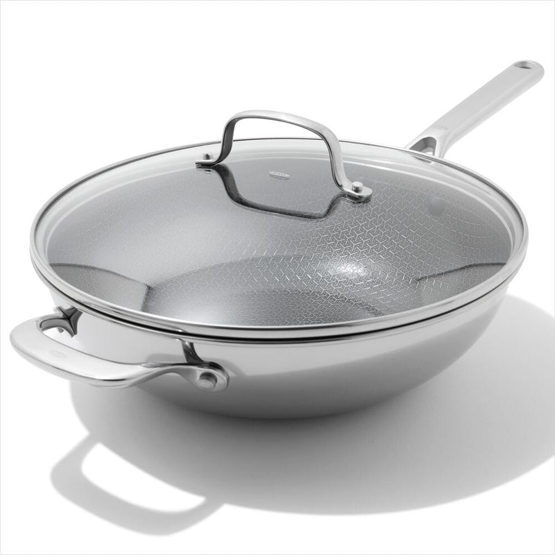 Trident Hybrid Non-Stick Stainless Steel 5 Qt Wok with Lid S5